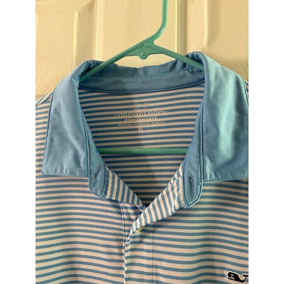 Vineyard Vines Performance Blue Striped Polo Mens XL - Picture 2 of 3